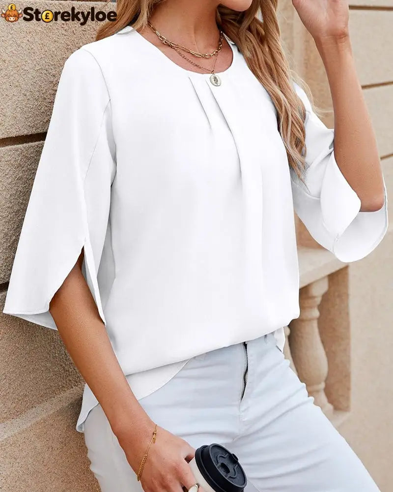Elegant solid color Half Sleeve Blouse