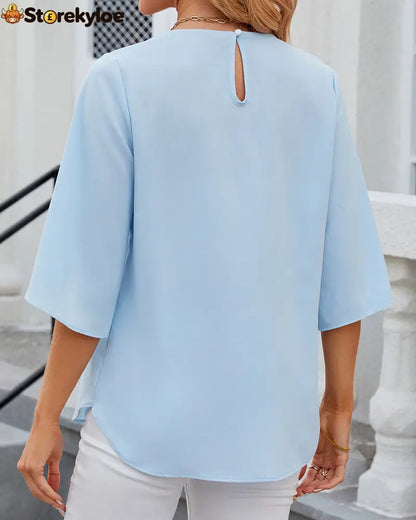 Elegant solid color Half Sleeve Blouse