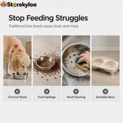 ⏰ Elevated Detachable Pet Double Bowls – Convenient & Pet-Friendly 🐾🥣 - Hot sale