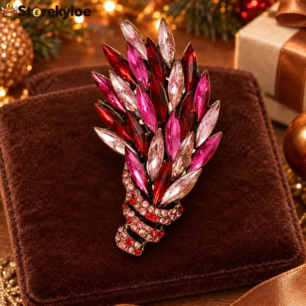 ⏳ LIMITED‑TIME FREE SHIPPING OVER £20 🌿💚emerald Crystal Feather‑spray Vintage Brooch 🌿💚 - B