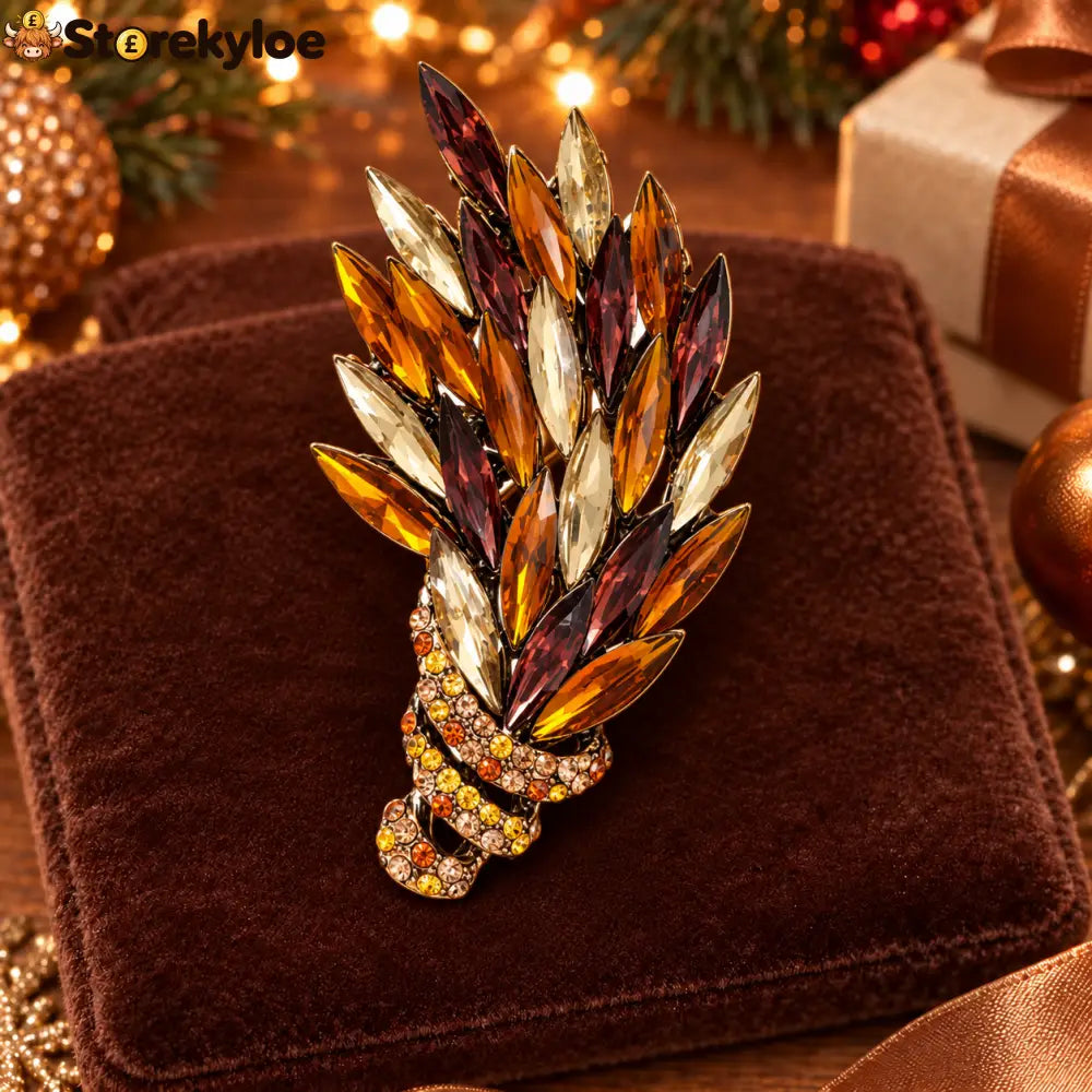 ⏳ LIMITED‑TIME FREE SHIPPING OVER £20 🌿💚emerald Crystal Feather‑spray Vintage Brooch 🌿💚 - C