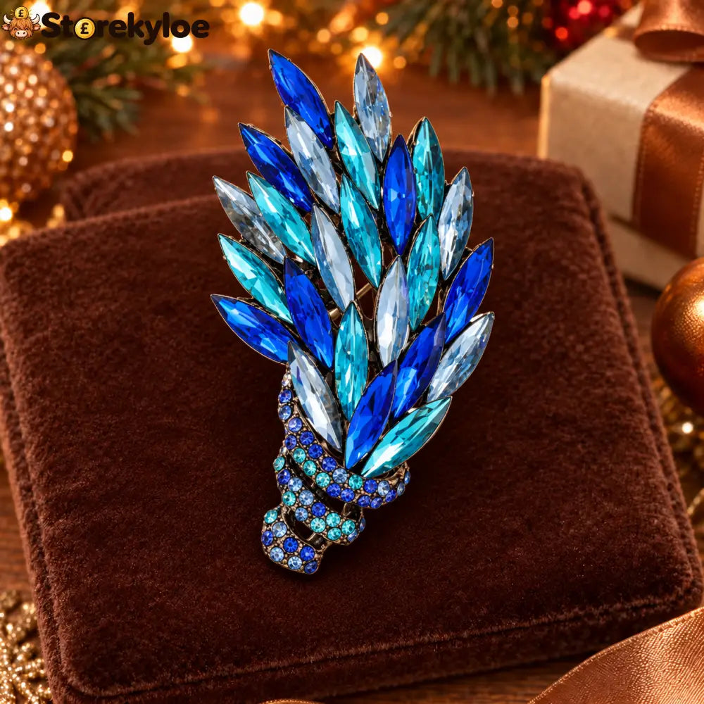 ⏳ LIMITED‑TIME FREE SHIPPING OVER £20 🌿💚emerald Crystal Feather‑spray Vintage Brooch 🌿💚 - D