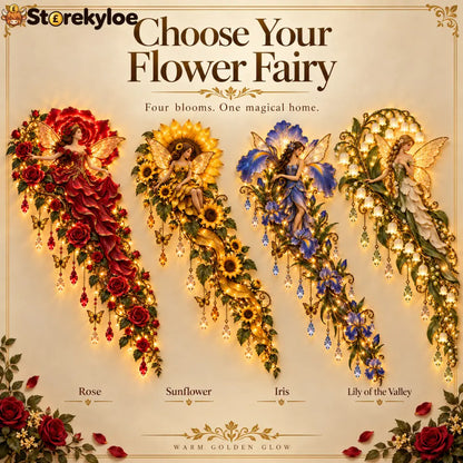 🌹🧚‍♀️Enchanted Flower Fairy Wall Light✨Cascading Floral Decor
