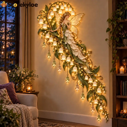 🌹🧚‍♀️Enchanted Flower Fairy Wall Light✨Cascading Floral Decor - Lilies of the valley
