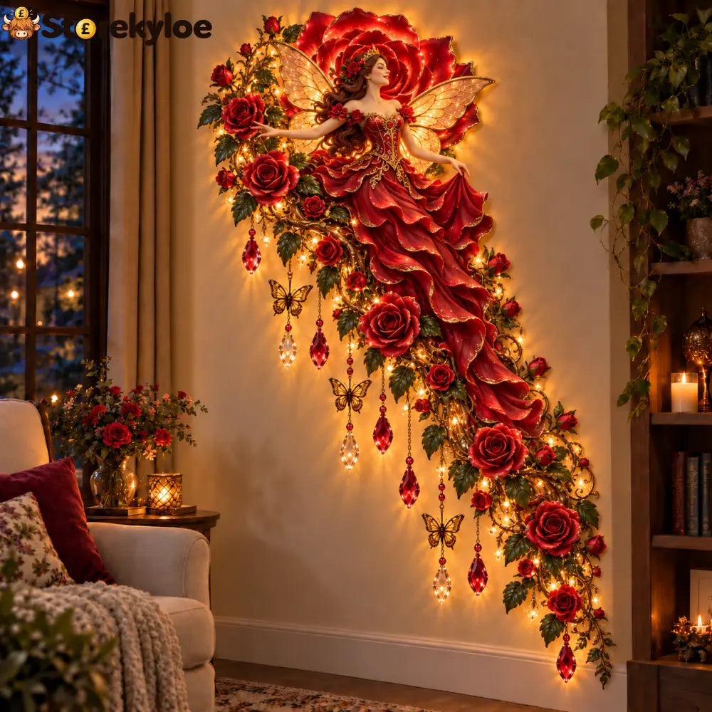 🌹🧚‍♀️Enchanted Flower Fairy Wall Light✨Cascading Floral Decor - Roses