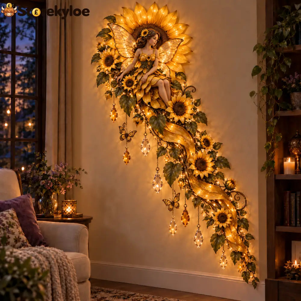 🌹🧚‍♀️Enchanted Flower Fairy Wall Light✨Cascading Floral Decor - Sunflowers