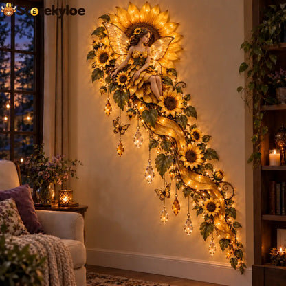 🌹🧚‍♀️Enchanted Flower Fairy Wall Light✨Cascading Floral Decor - Sunflowers
