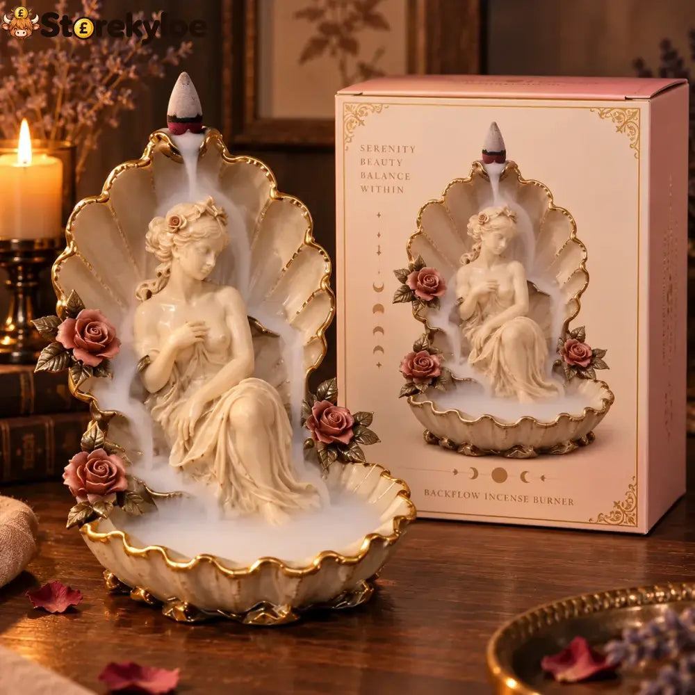 ✨ Enchanted Goddess Backflow Incense Burner – Mystical Home Decor - 🌹 IVORY FLORAL