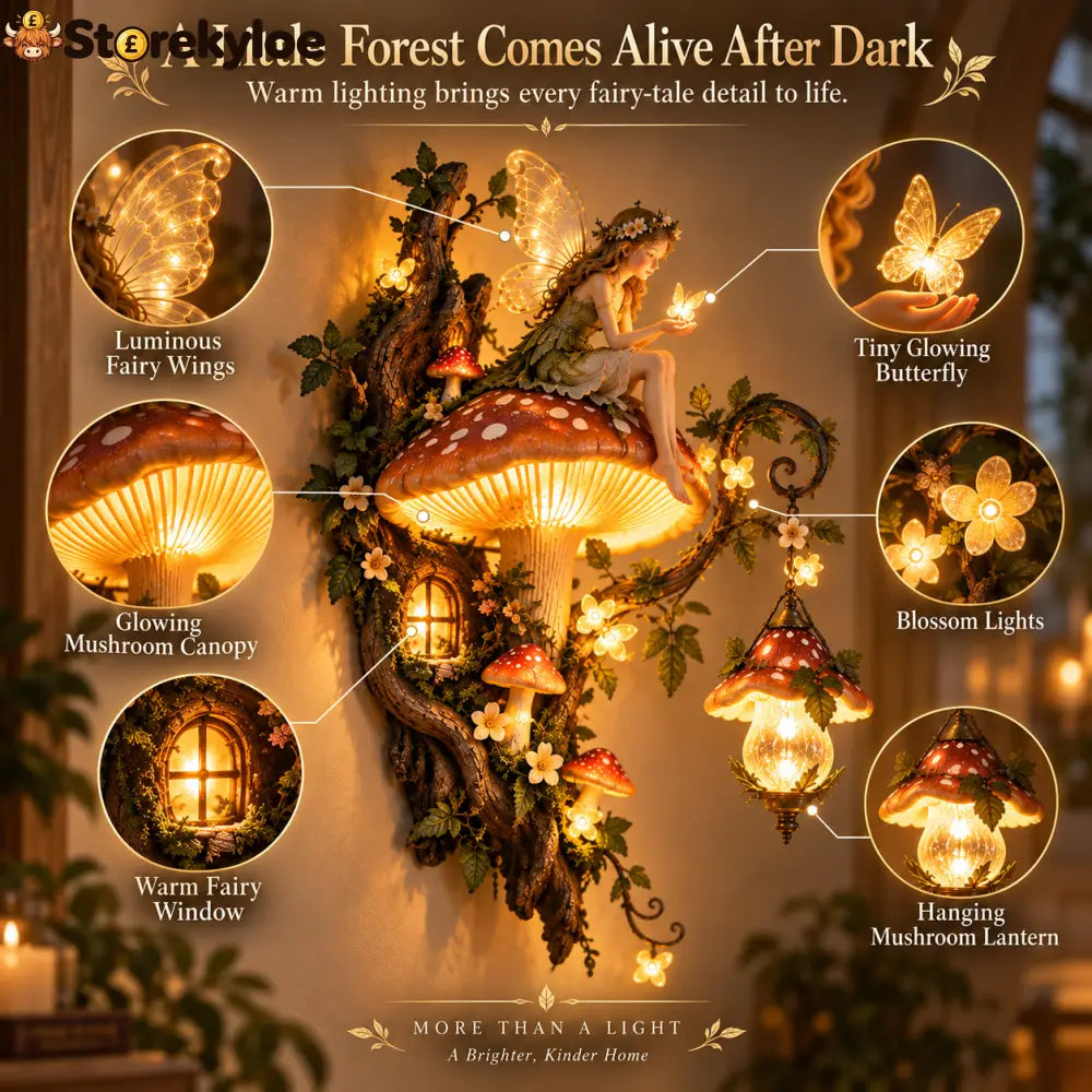 🧚✨ Enchanted Mushroom Fairy Wall Light 🍄🌿