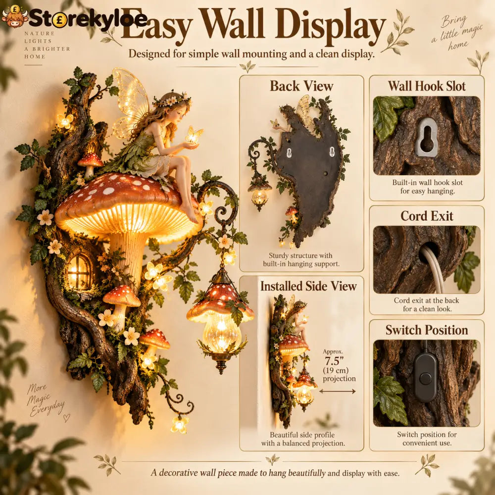 🧚✨ Enchanted Mushroom Fairy Wall Light 🍄🌿