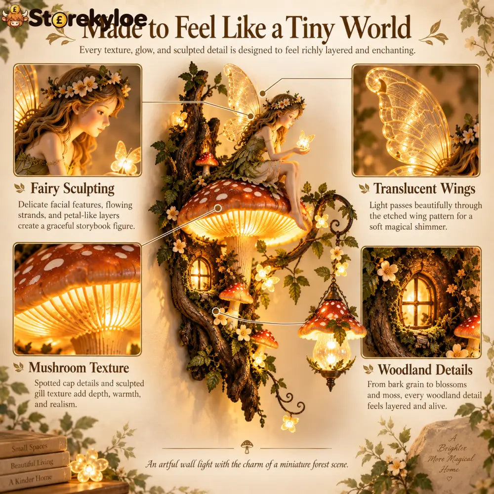 🧚✨ Enchanted Mushroom Fairy Wall Light 🍄🌿