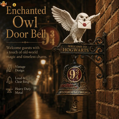 🦉🔔 Enchanted Owl Door Bell, Magical Platform 9¾ Welcome Chime - Houseware & Kitchen