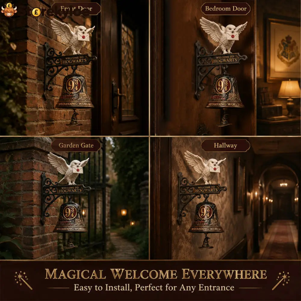 🦉🔔 Enchanted Owl Door Bell, Magical Platform 9¾ Welcome Chime - Houseware & Kitchen