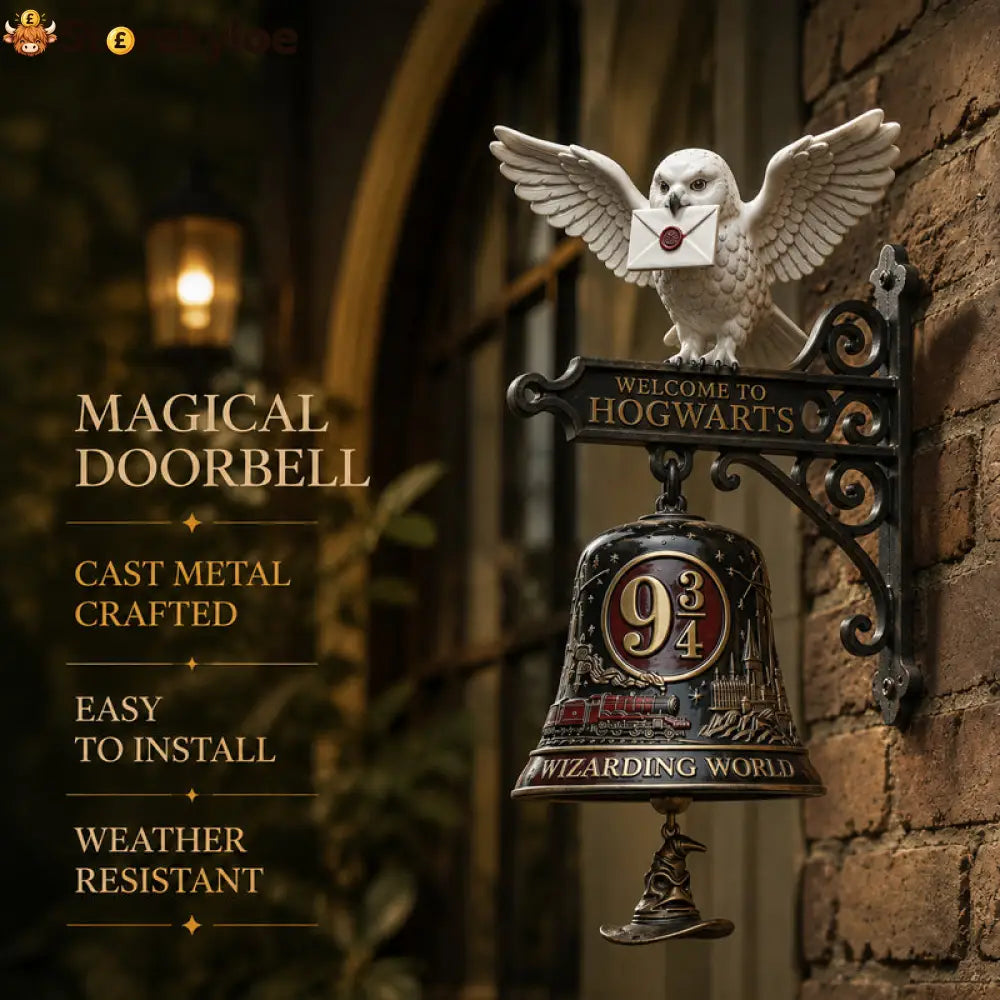 🦉🔔 Enchanted Owl Door Bell, Magical Platform 9¾ Welcome Chime - Houseware & Kitchen