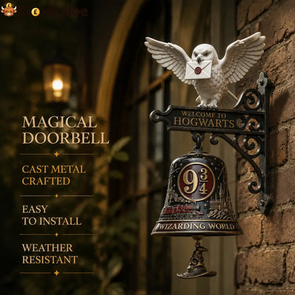 🦉🔔 Enchanted Owl Door Bell, Magical Platform 9¾ Welcome Chime - Houseware & Kitchen