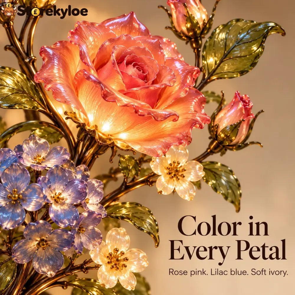 🌹✨ Eternal Bloom – Vintage Rose & Cardinal Table Lamp
