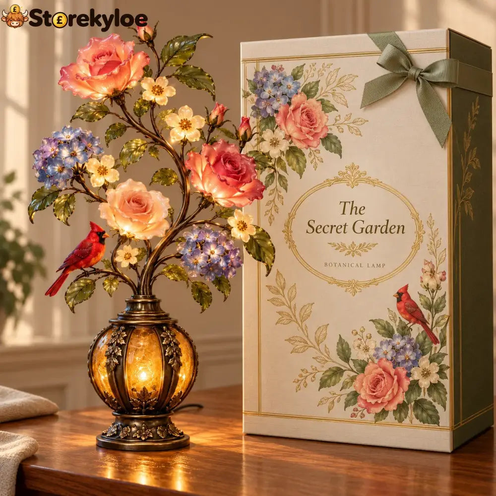 🌹✨ Eternal Bloom – Vintage Rose & Cardinal Table Lamp