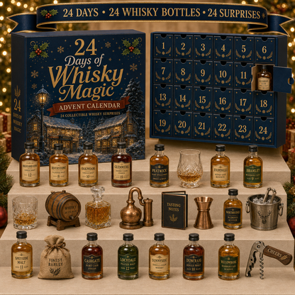CHRISTMAS KICKOFF 49% OFF - 2026 Days of Whisky Magic Blind Box - 24-Day Festive Countdown, Whisky Collectible Miniatures Blind Box - Gift For Whisky Lovers