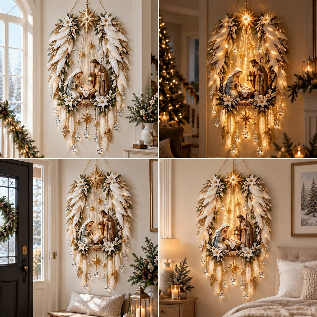 ✨Last Day 49% OFF✨✝️ Angel Wings Faith Nativity™ – Lighted Holy Birth Wall Decor