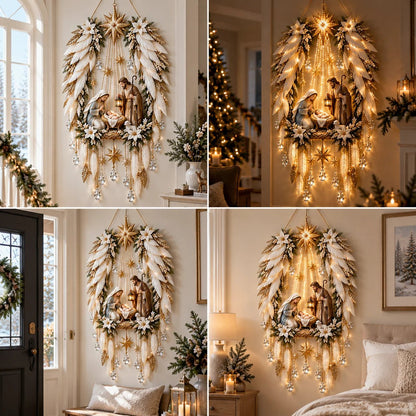 ✨Last Day 49% OFF✨✝️ Angel Wings Faith Nativity™ – Lighted Holy Birth Wall Decor