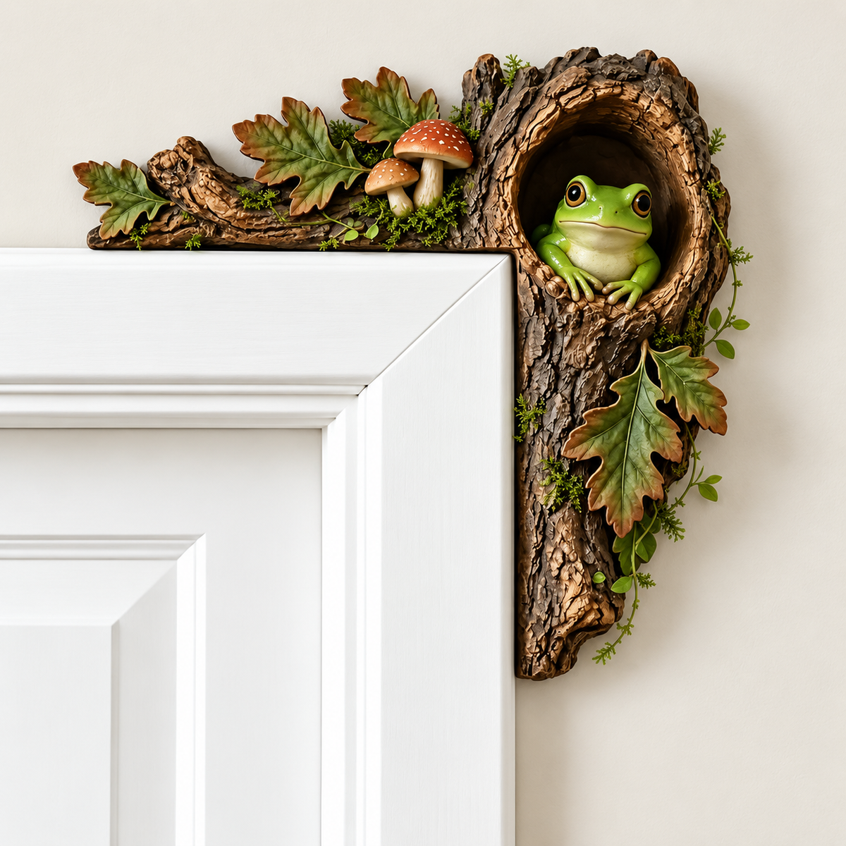 Woodland Animal Door Frame Corner Ornament, Cute Wooden Door Topper Decor