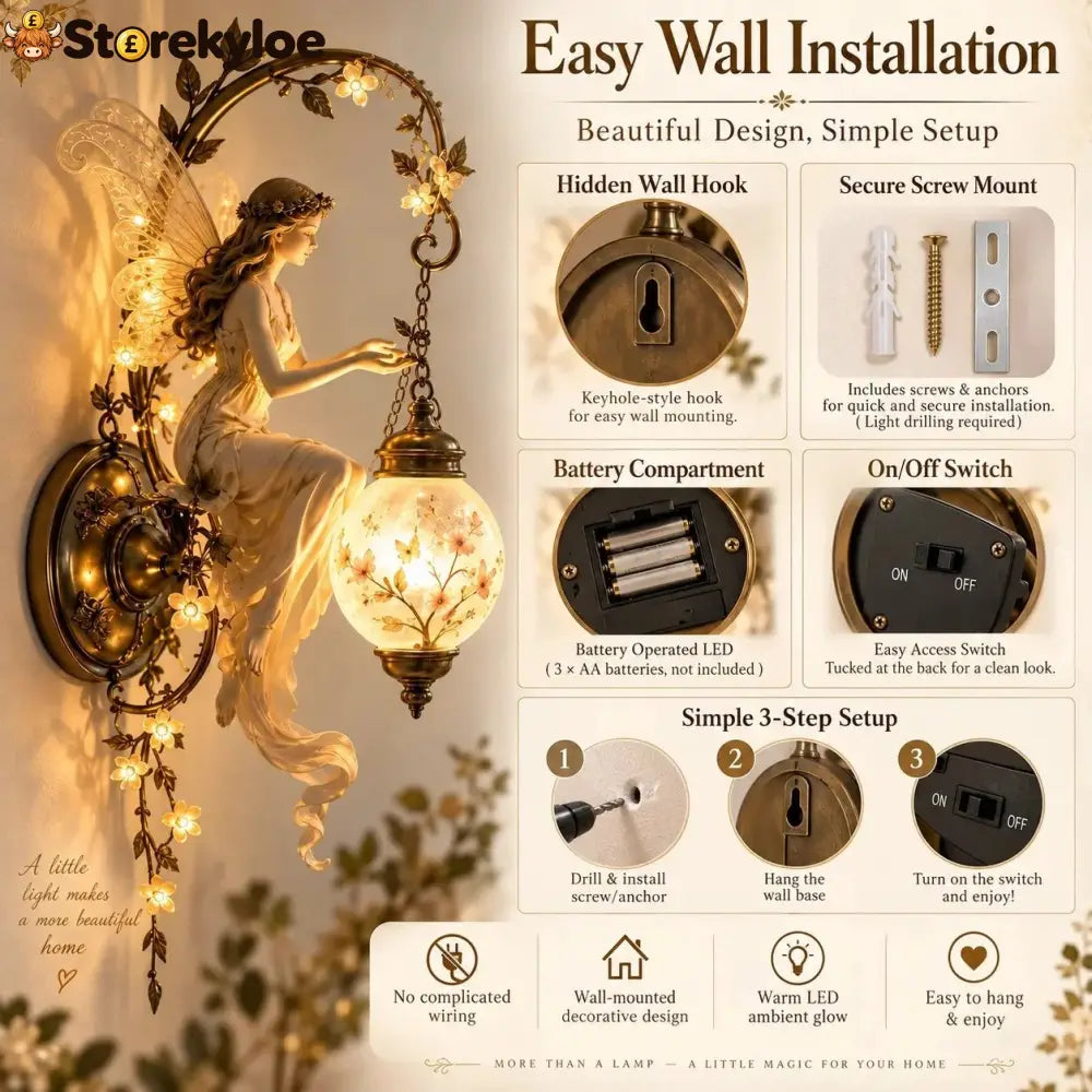 🧚🌸 Fairy Garden Glow Wall Lamp – Whimsical Floral Accent Light for Cozy Spaces