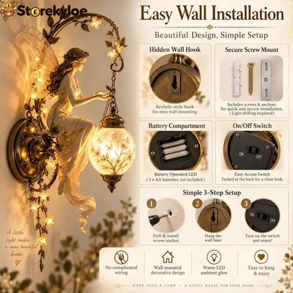 🧚🌸 Fairy Garden Glow Wall Lamp – Whimsical Floral Accent Light for Cozy Spaces