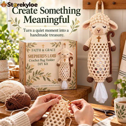 ✝️ Faith & Grace™ Christian Crochet Bag Holder Diy Kit – Hanging Grocery Bag Organizer & Meaningful Craft Gift