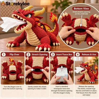 🐉 Fantasy Crochet Tissue Box Cover DIY Kit | Dragon or Lava Turtle Design with Functional Tissue Dispenser 🧶