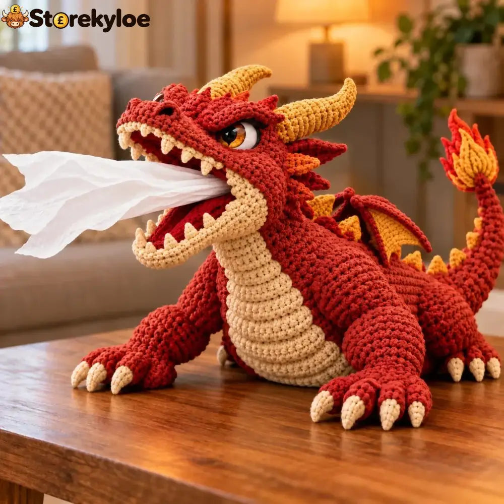 🐉 Fantasy Crochet Tissue Box Cover DIY Kit | Dragon or Lava Turtle Design with Functional Tissue Dispenser 🧶