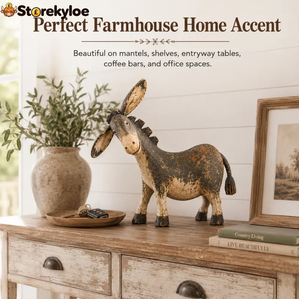 Farmhouse Donkey Figurine, Rustic Country Shelf Decor Perfect Gift for Animal Lovers