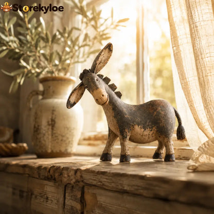 Farmhouse Donkey Figurine, Rustic Country Shelf Decor Perfect Gift for Animal Lovers