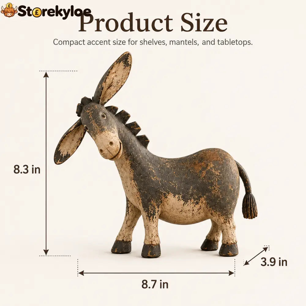 Farmhouse Donkey Figurine, Rustic Country Shelf Decor Perfect Gift for Animal Lovers