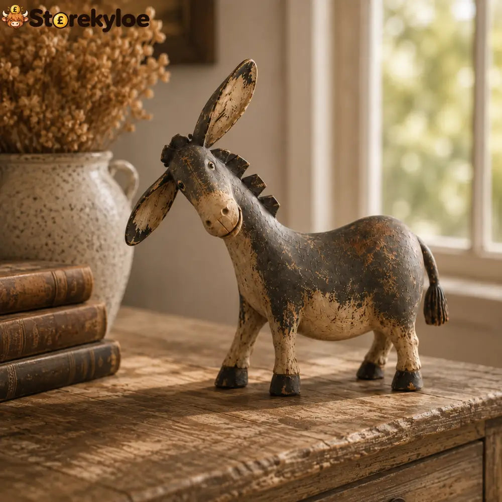 Farmhouse Donkey Figurine, Rustic Country Shelf Decor Perfect Gift for Animal Lovers