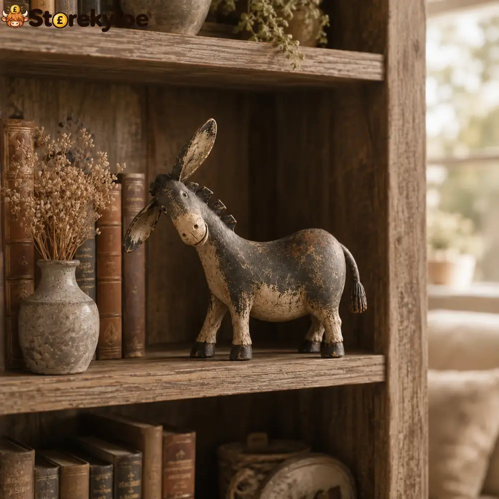 Farmhouse Donkey Figurine, Rustic Country Shelf Decor Perfect Gift for Animal Lovers