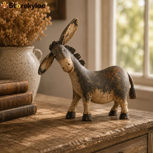 Farmhouse Donkey Figurine, Rustic Country Shelf Decor Perfect Gift for Animal Lovers