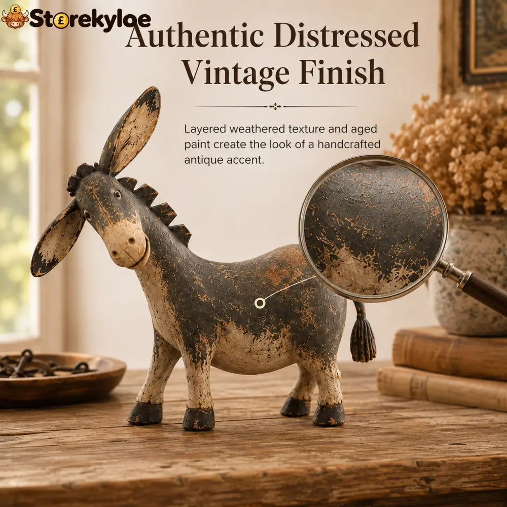 Farmhouse Donkey Figurine, Rustic Country Shelf Decor Perfect Gift for Animal Lovers