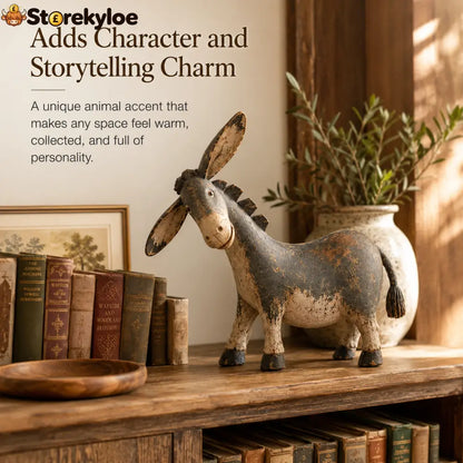 Farmhouse Donkey Figurine, Rustic Country Shelf Decor Perfect Gift for Animal Lovers