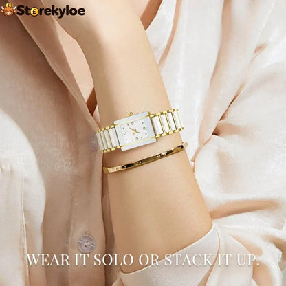 ⌚fashion Ceramic Square Quartz Watch