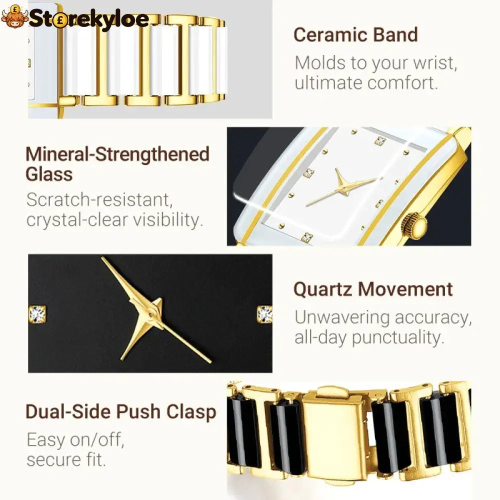 ⌚fashion Ceramic Square Quartz Watch