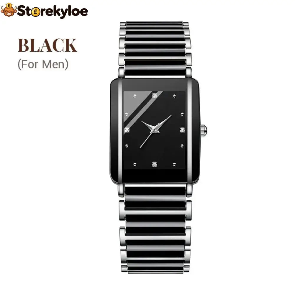 ⌚fashion Ceramic Square Quartz Watch - For Men / Black