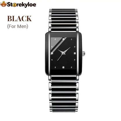 ⌚fashion Ceramic Square Quartz Watch - For Men / Black