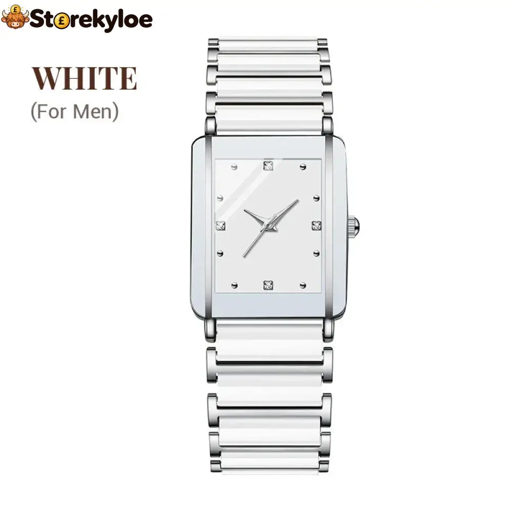 ⌚fashion Ceramic Square Quartz Watch - For Men / White