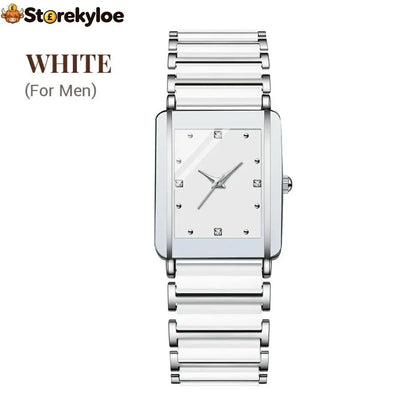 ⌚fashion Ceramic Square Quartz Watch - For Men / White