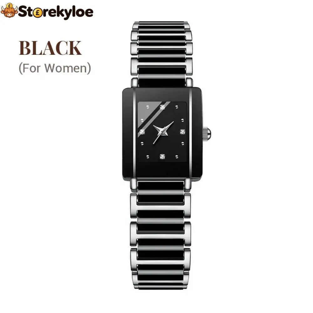 ⌚fashion Ceramic Square Quartz Watch - For Women / Black