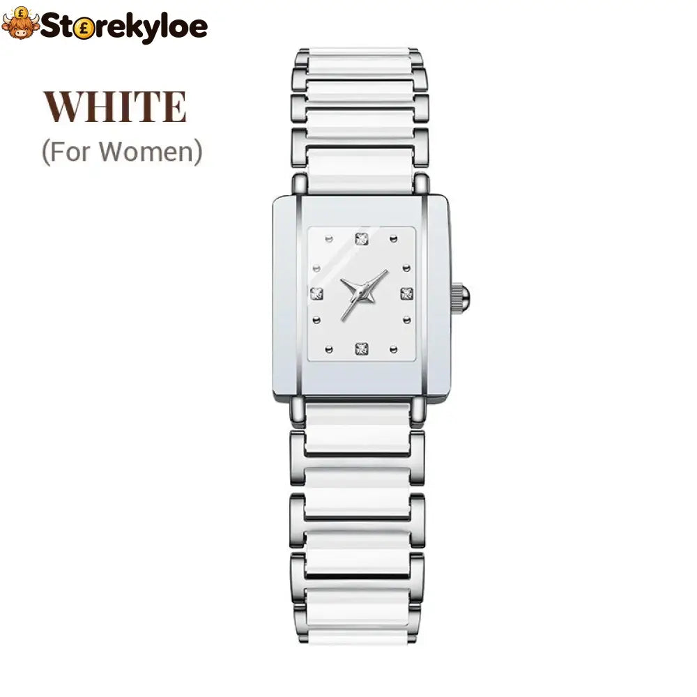⌚fashion Ceramic Square Quartz Watch - For Women / White