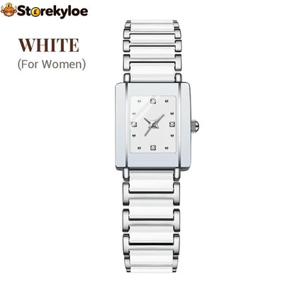 ⌚fashion Ceramic Square Quartz Watch - For Women / White