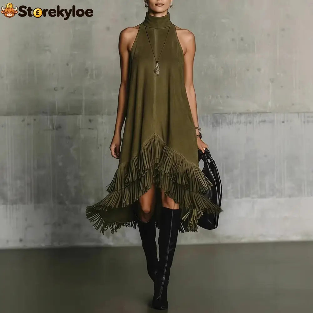 Fashion Tassel Vest Women’S Slim Sleeveless Vest Dress