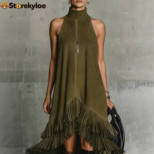 Fashion Tassel Vest Women’S Slim Sleeveless Vest Dress