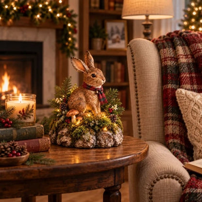 🐇Lighted Woodland Christmas Rabbit Figurine